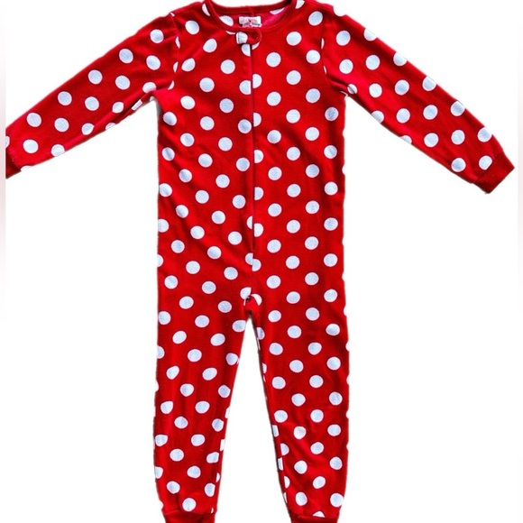 Joe Fresh 5T Girls Fleece Zip Red Polka  Dot Onesie Pajamas - Picture 1 of 5